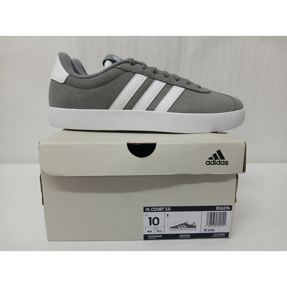Adidas VL Court 3.0 Men's Skateboarding Shoes ID6276 Gray White Sneakers Size 10